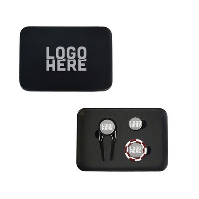 Golf Divot Tool with Ball Markers and Poker Chip Maker Set